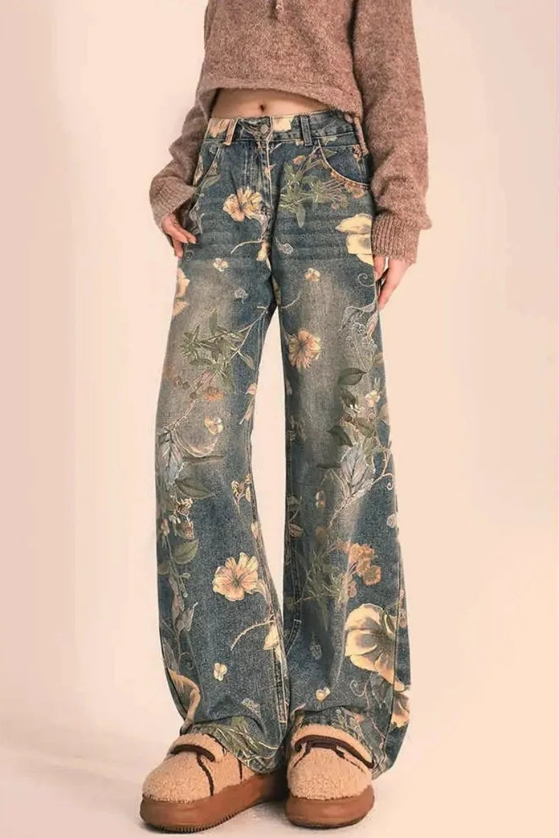Floral Wide Jeans